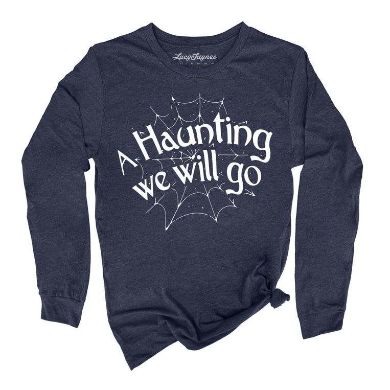 A Haunting We Will Go Graphic Long Sleeve Tee - Heather Navy