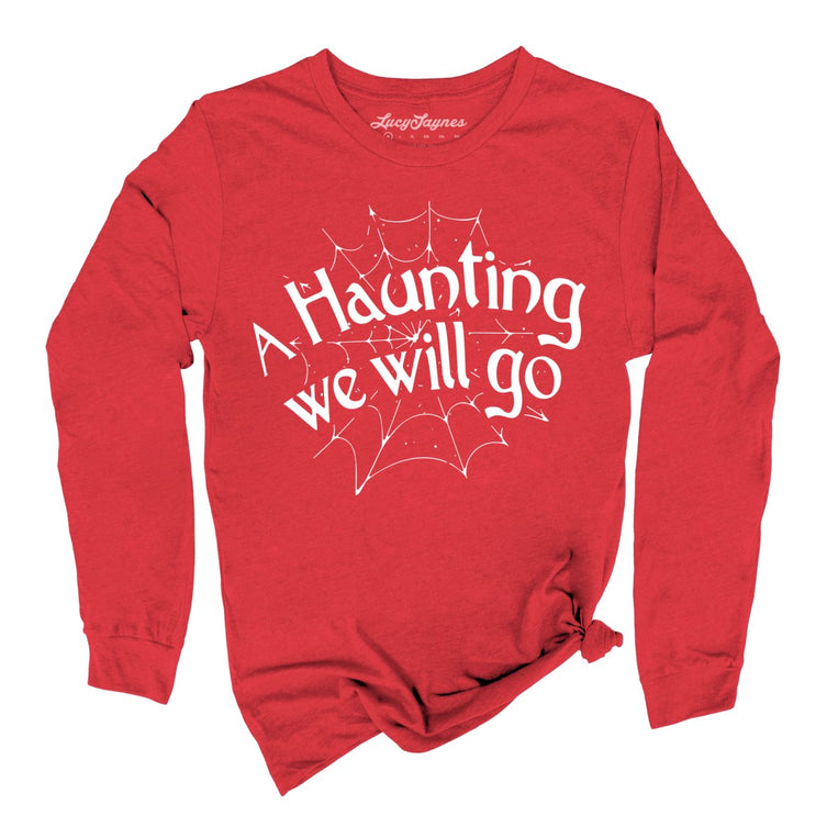 A Haunting We Will Go Graphic Long Sleeve Tee - Red