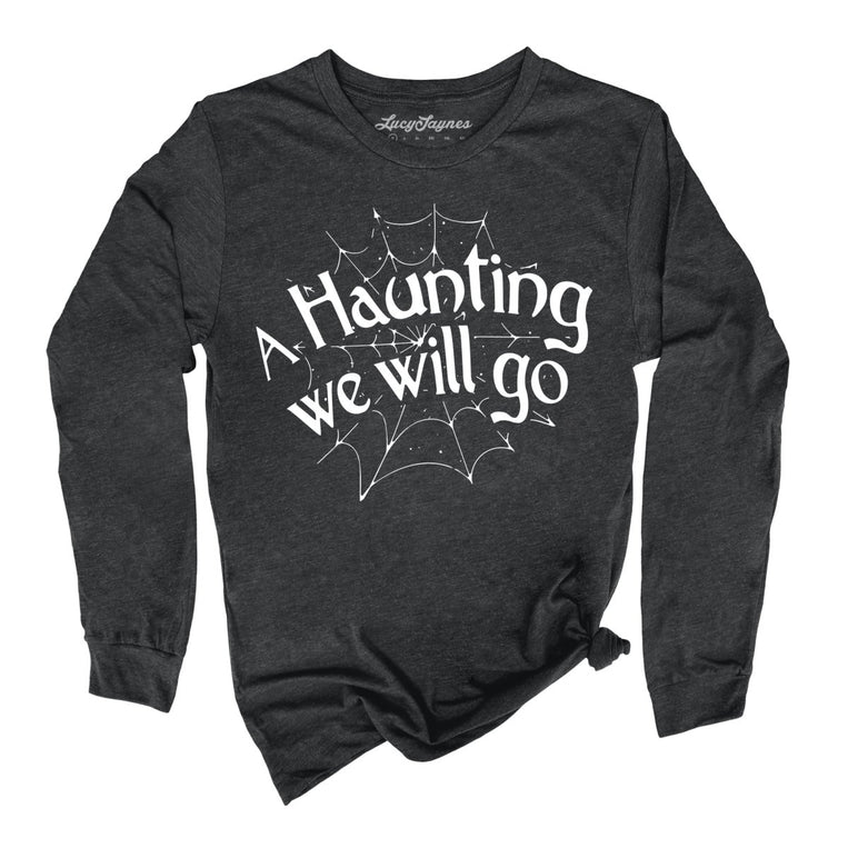 A Haunting We Will Go Graphic Long Sleeve Tee - Dark Grey Heather