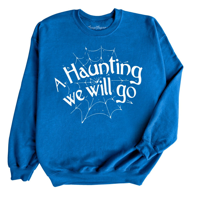 A Haunting We Will Go Graphic Sweatshirt - Royal