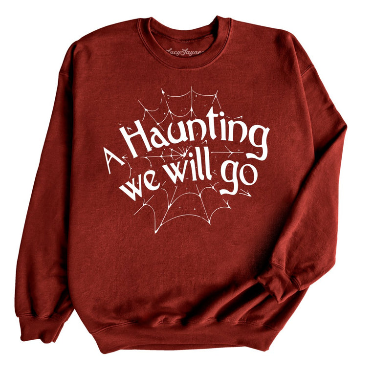 A Haunting We Will Go Graphic Sweatshirt - Garnet