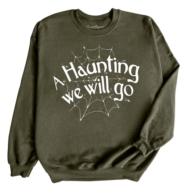 A Haunting We Will Go Graphic Sweatshirt - Military Green