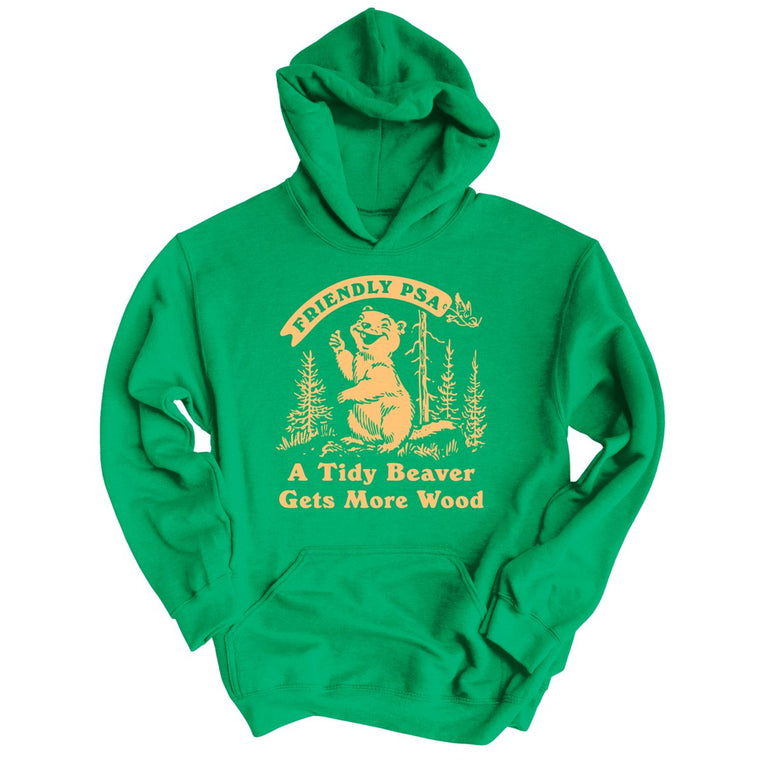 A Tidy Beaver Gets More Wood Graphic Hoodie - Irish Green