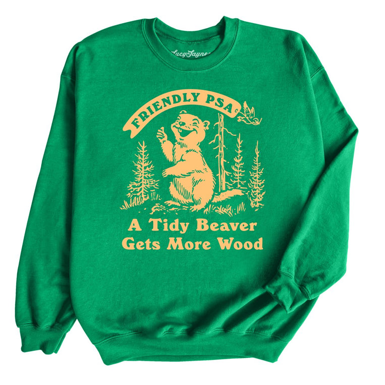 A Tidy Beaver Gets More Wood Graphic Sweatshirt - Irish Green
