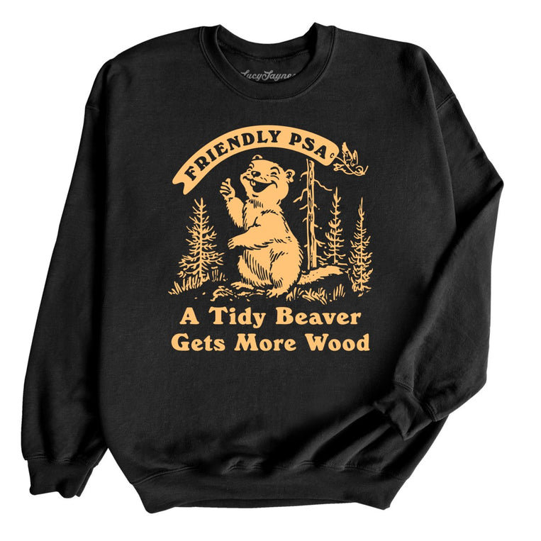 A Tidy Beaver Gets More Wood Graphic Sweatshirt - Black