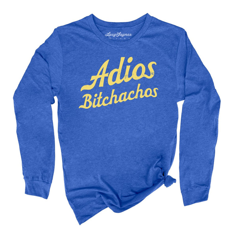 Adios Bitchachos Graphic Long Sleeve Tee - Heather True Royal