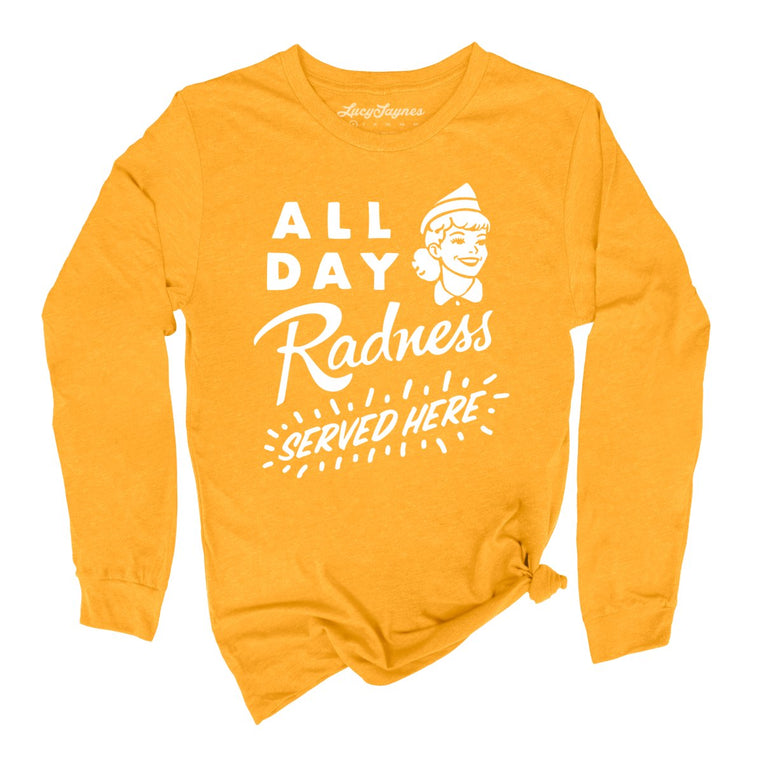 All Day Radness Graphic Long Sleeve Tee - Gold