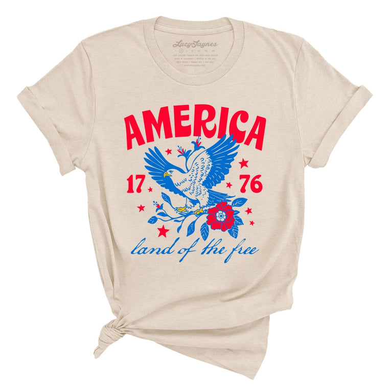 America Land Of The Free Graphic Tee - Soft Cream
