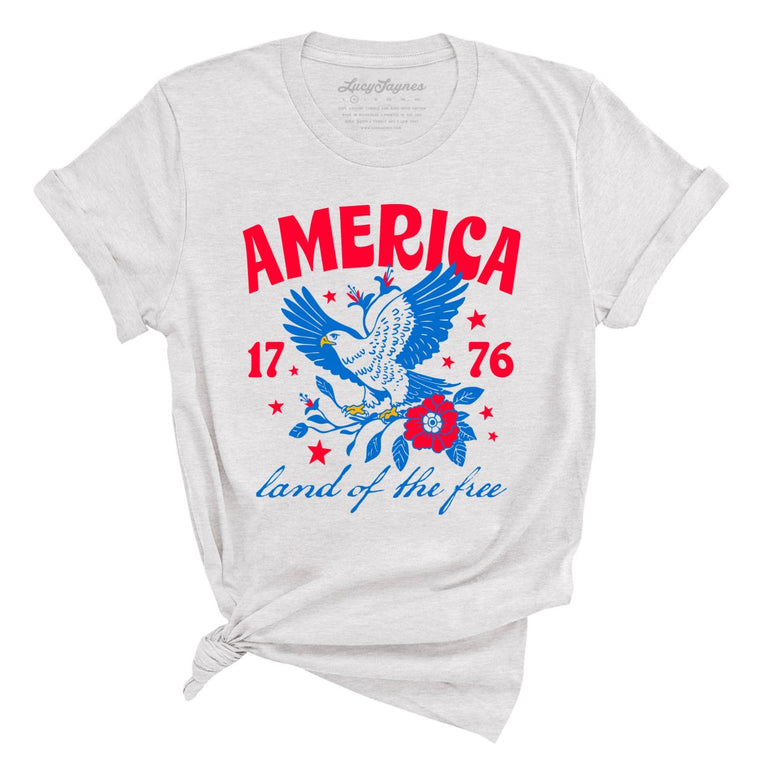 America Land Of The Free Graphic Tee - Ash