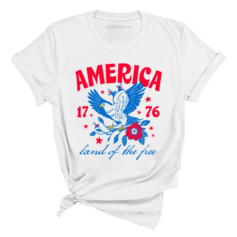 America Land Of The Free Graphic Tee - White