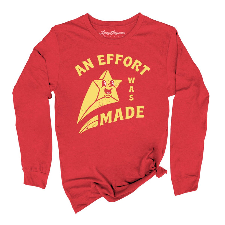 An Effort Was Made Graphic Long Sleeve Tee - Red