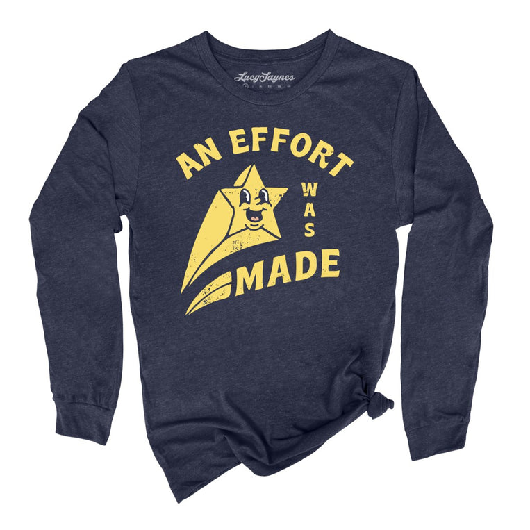 An Effort Was Made Graphic Long Sleeve Tee - Heather Navy