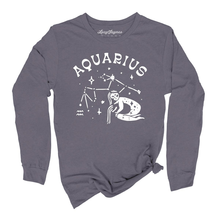 Aquarius Graphic Long Sleeve Tee - Storm