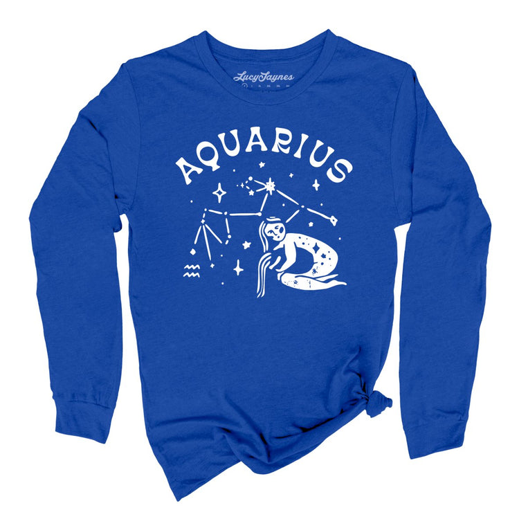 Aquarius Graphic Long Sleeve Tee - True Royal