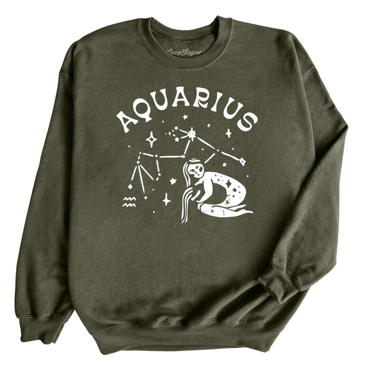 Aquarius Graphic Sweatshirt - Military Green