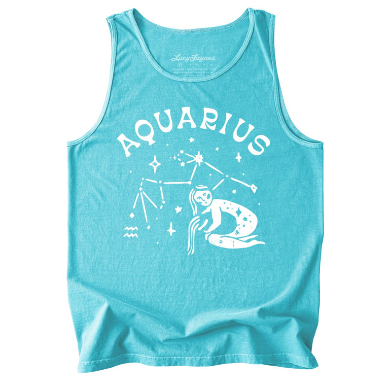 Aquarius Comfort Colors Graphic Tank Top - Lagoon Blue