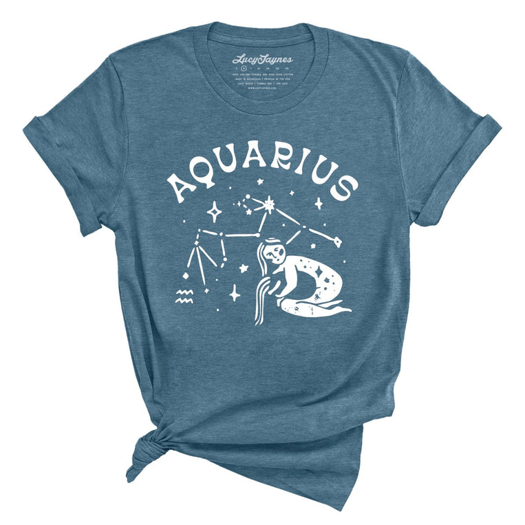 Aquarius Graphic Tee - Heather Deep Teal