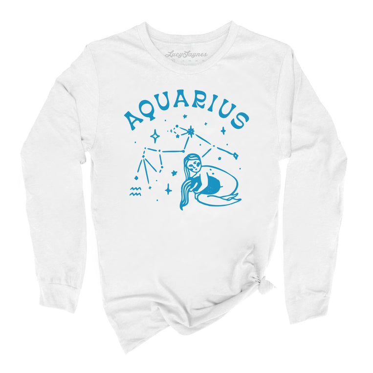Aquarius Graphic Long Sleeve Tee - White
