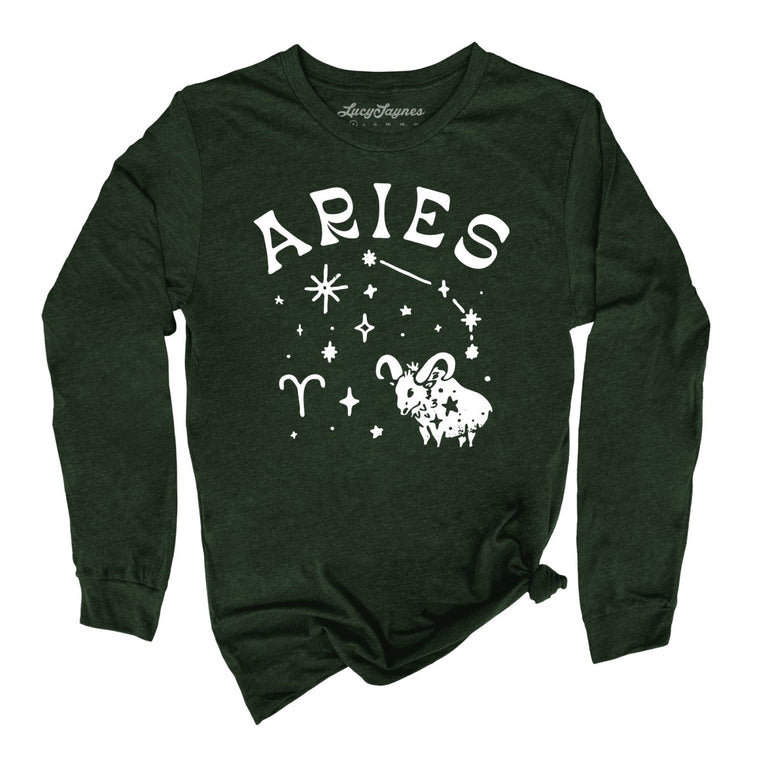 Aries Graphic Long Sleeve Tee - Heather Forest