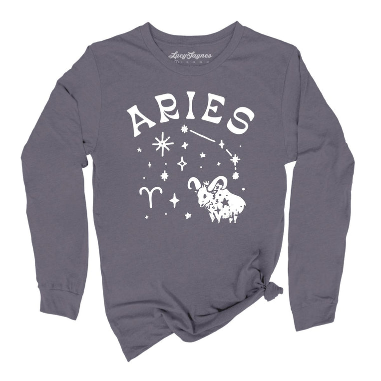 Aries Graphic Long Sleeve Tee - Storm