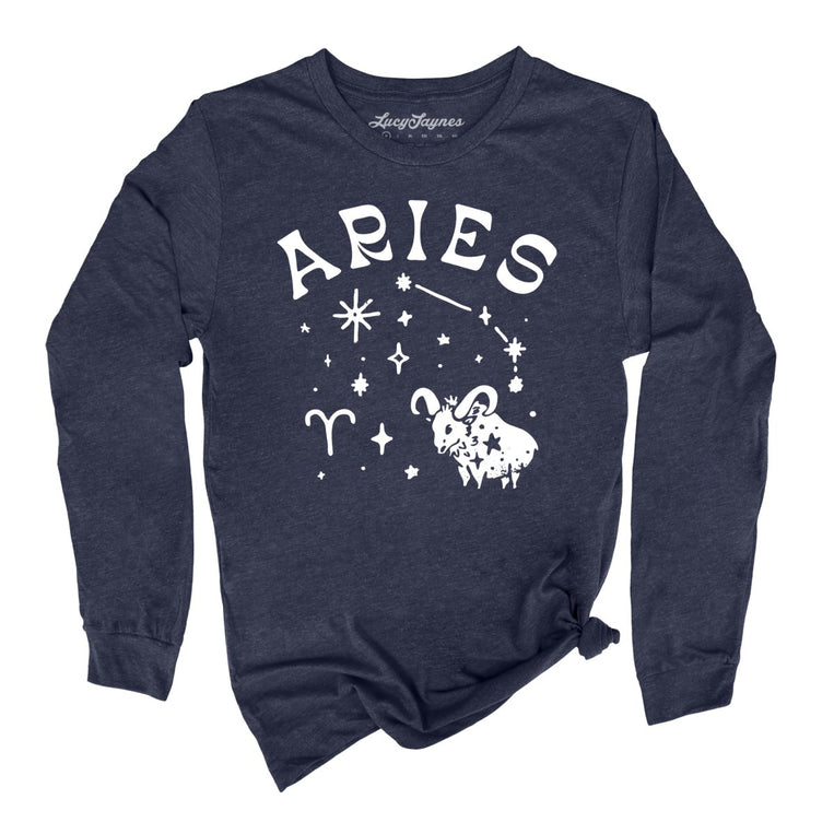 Aries Graphic Long Sleeve Tee - Heather Navy