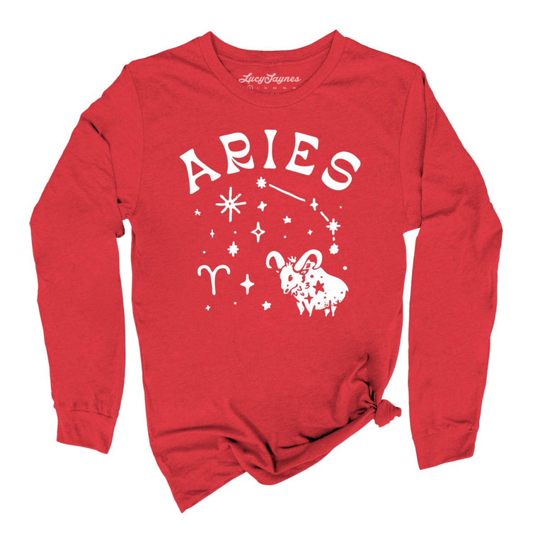 Aries Graphic Long Sleeve Tee - Red