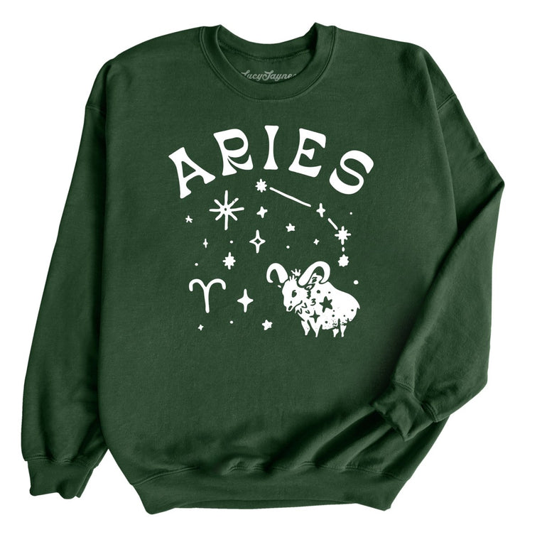 Aries Graphic Sweatshirt - Forest Green