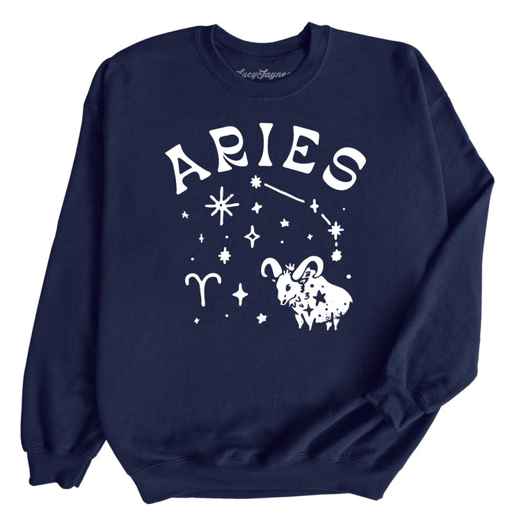 Aries Graphic Sweatshirt - Navy