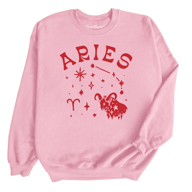 Aries Graphic Sweatshirt - Light Pink