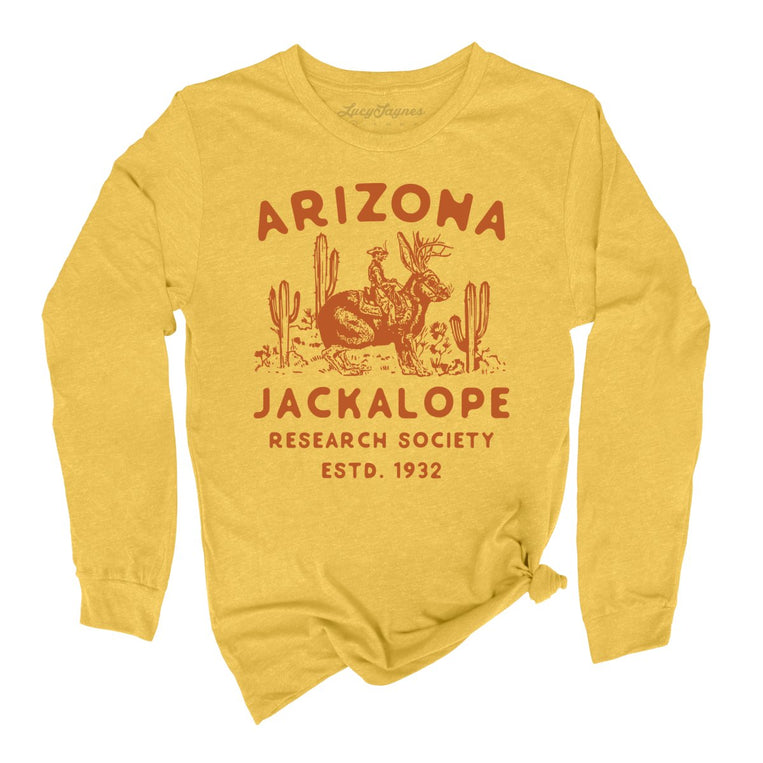Arizona Jackalope Research Society Graphic Long Sleeve Tee - Heather Yellow Gold