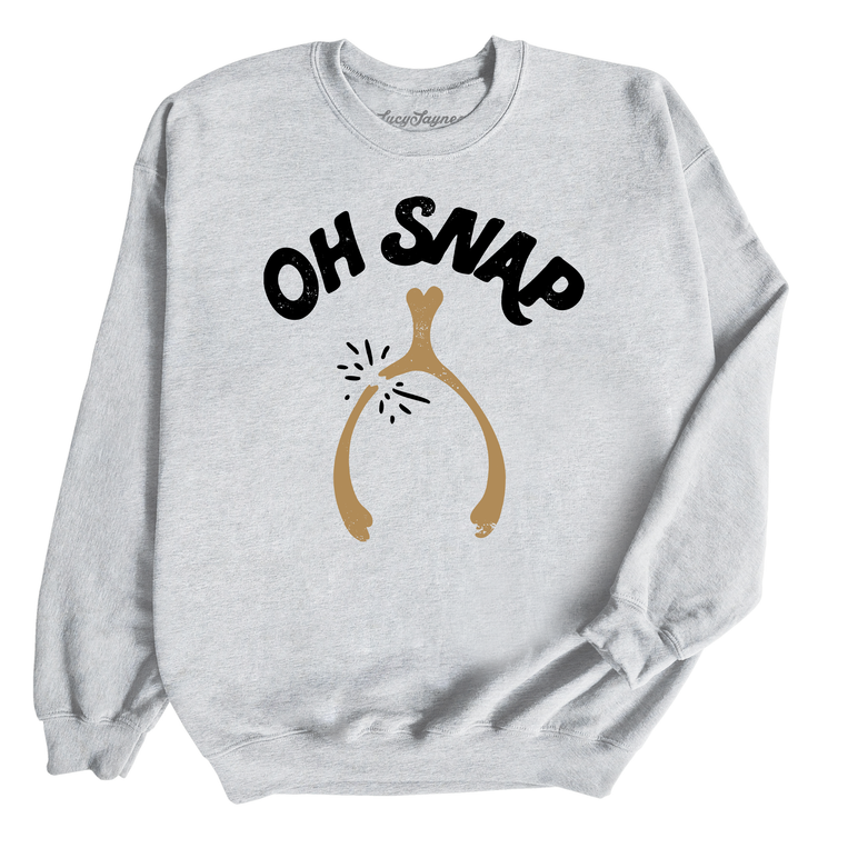Oh Snap Wishbone Graphic Sweatshirt - Ash