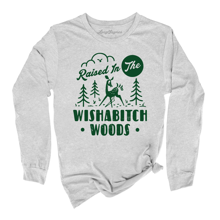Wishabitch Woods Graphic Long Sleeve Tee - Athletic Heather