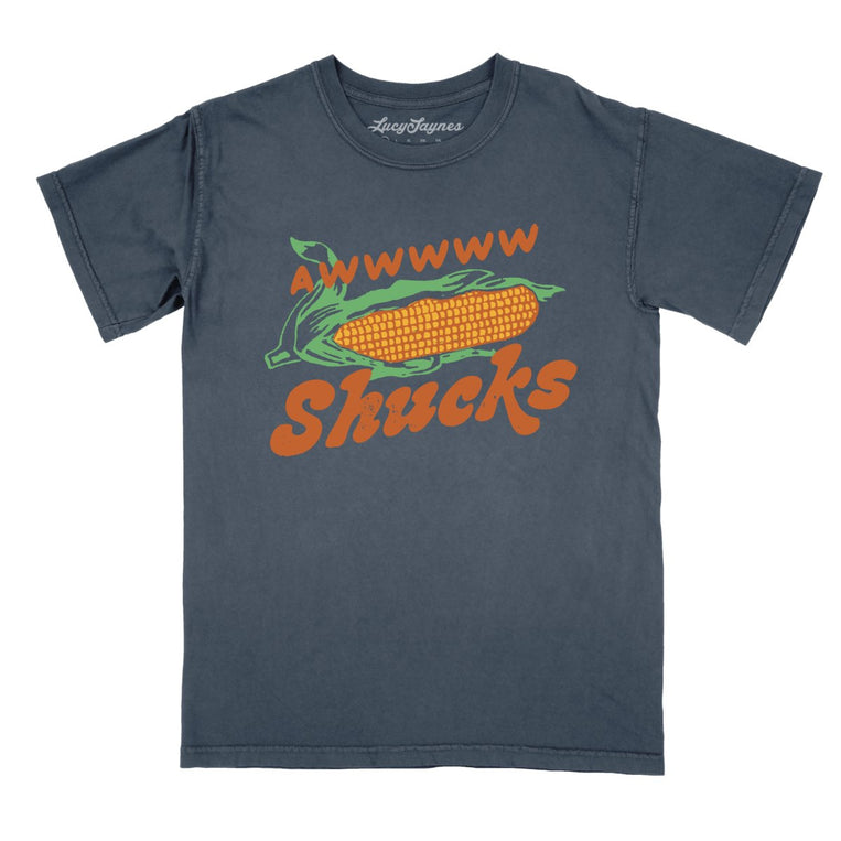 Awwwww Shucks Comfort Colors Graphic Tee - Denim