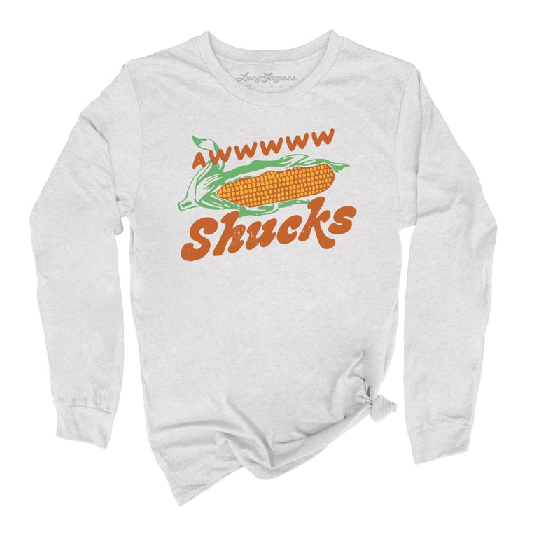 Awwwww Shucks Graphic Long Sleeve Tee - Ash