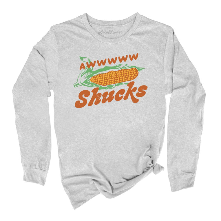 Awwwww Shucks Graphic Long Sleeve Tee - Athletic Heather