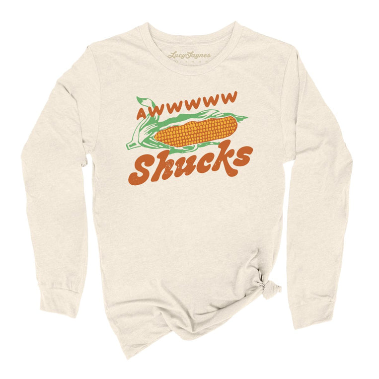 Awwwww Shucks Graphic Long Sleeve Tee - Natural