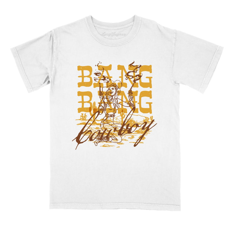 Bang Bang Cowboy Comfort Colors Graphic Tee - White