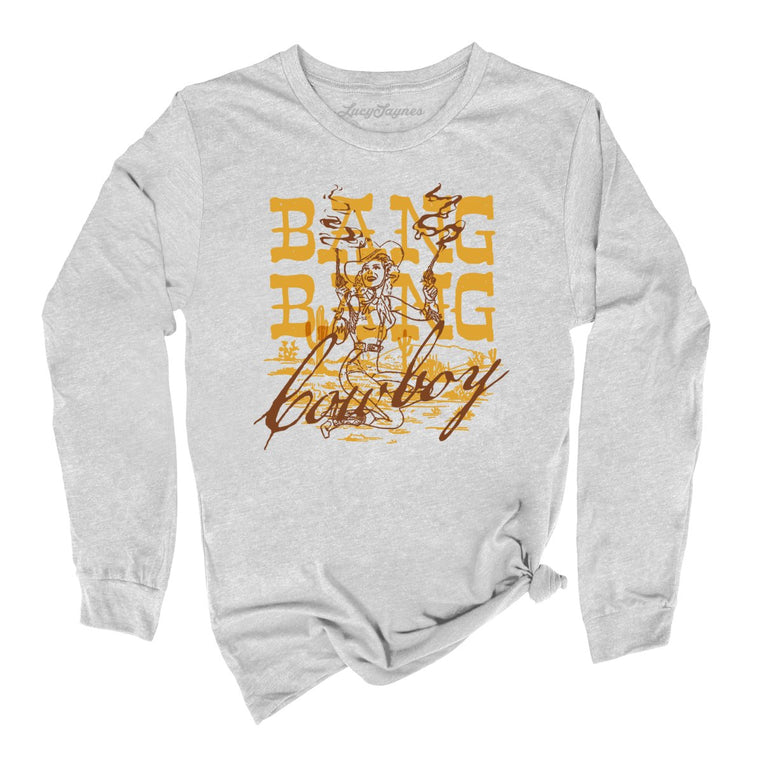 Bang Bang Cowboy Graphic Long Sleeve Tee - Athletic Heather