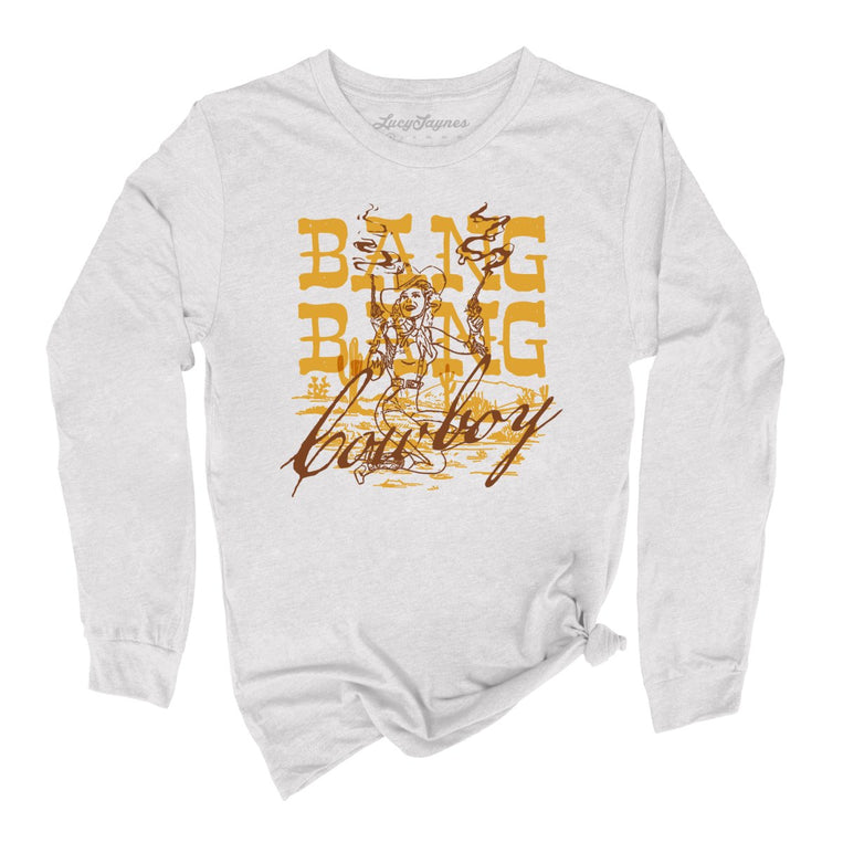 Bang Bang Cowboy Graphic Long Sleeve Tee - Ash