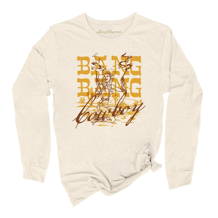 Bang Bang Cowboy Graphic Long Sleeve Tee - Natural
