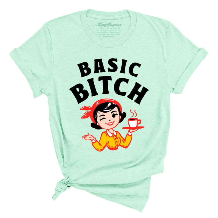 Basic Bitch Graphic Tee - Heather Mint
