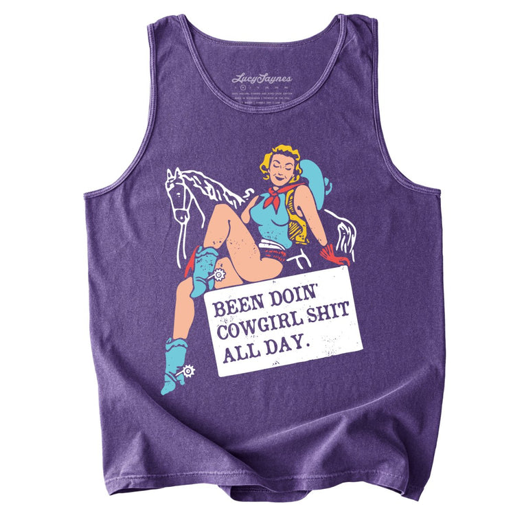 Been Doin' Cowgirl Shit All Day Comfort Colors Graphic Tank Top - Grape