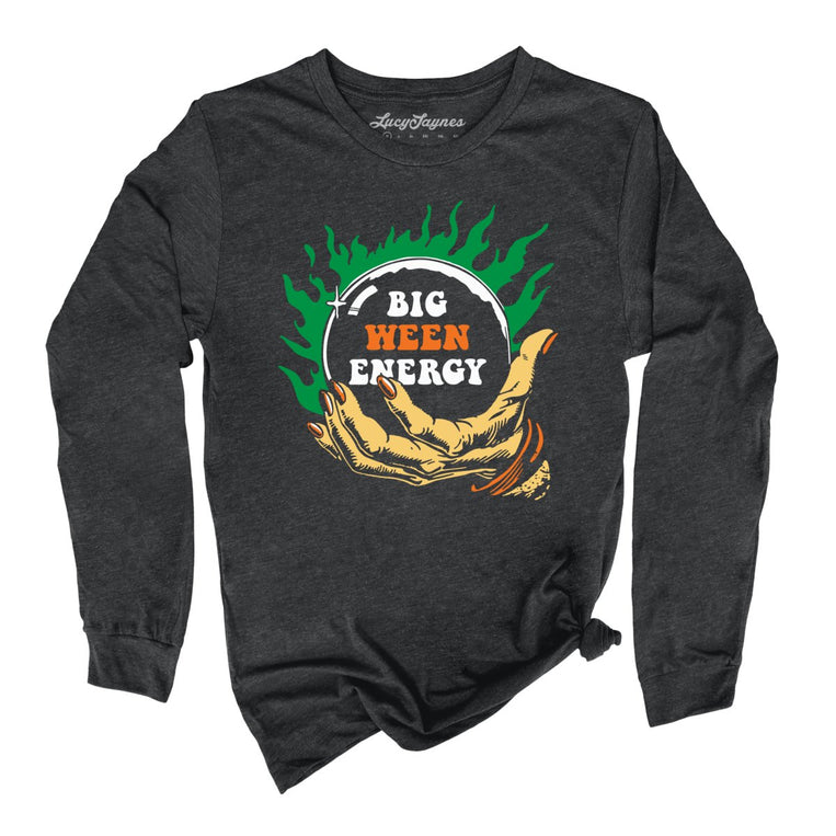 Big Ween Energy Graphic Long Sleeve Tee - Dark Grey Heather