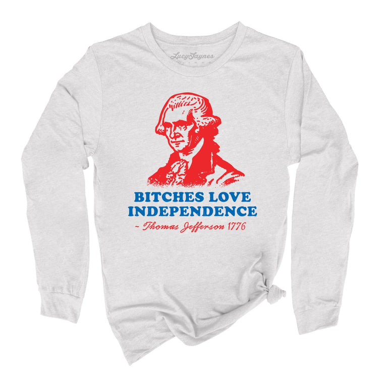 Bitches Love Independence Graphic Long Sleeve Tee - Ash