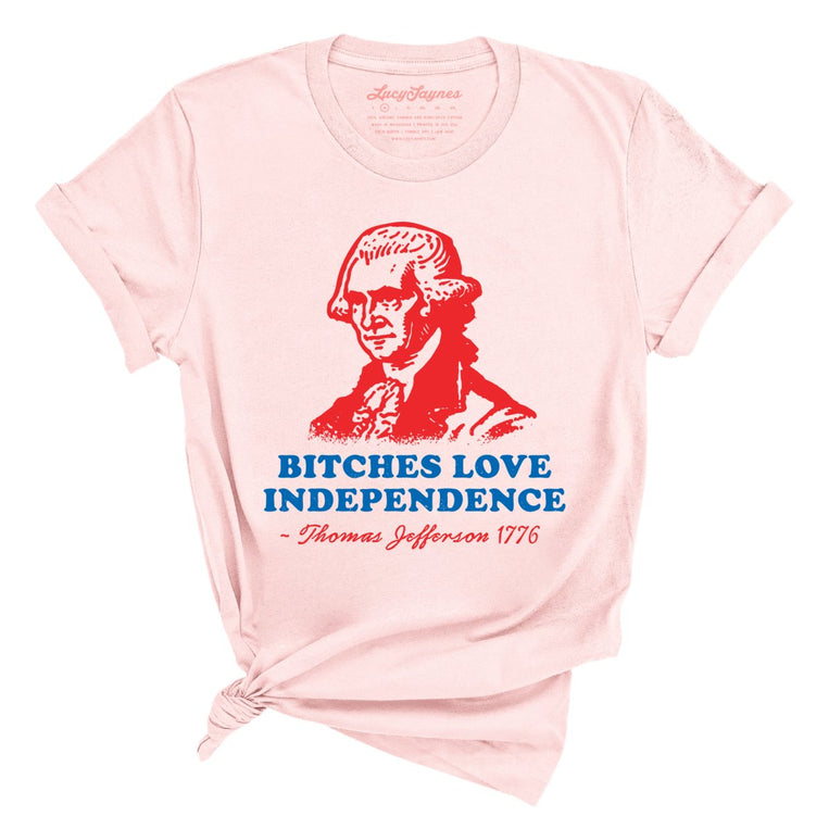 Bitches Love Independence Graphic Tee - Soft Pink