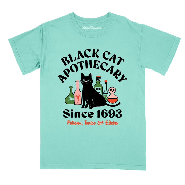 Black Cat Apothecary Comfort Colors Graphic Tee - Chalky Mint