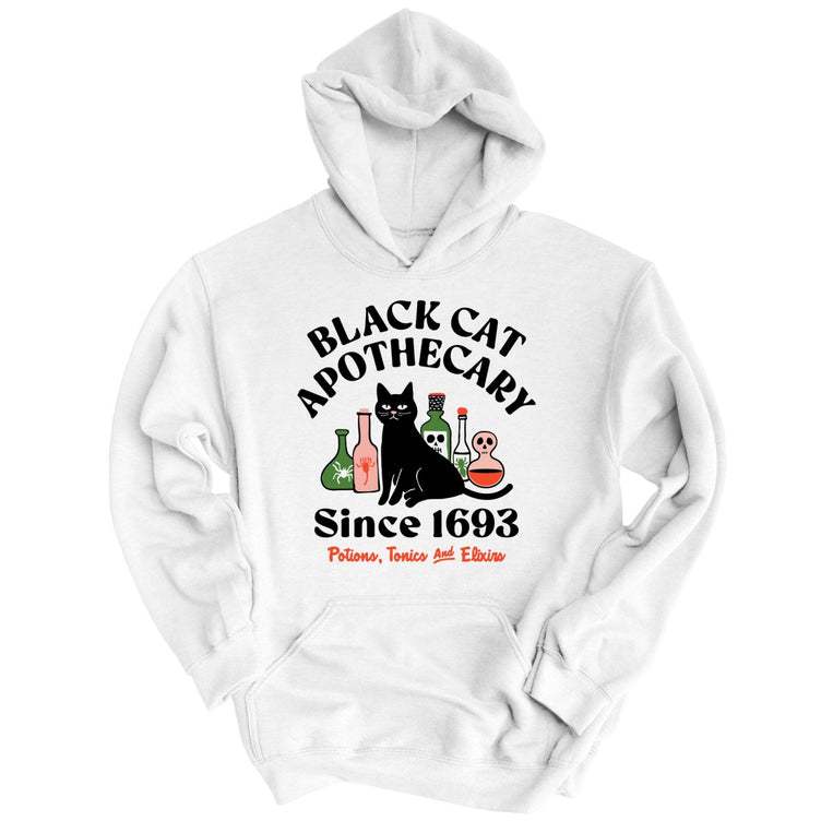 Black Cat Apothecary Graphic Hoodie - White