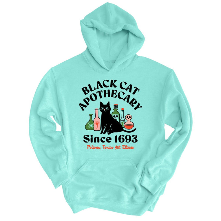 Black Cat Apothecary Graphic Hoodie - Mint