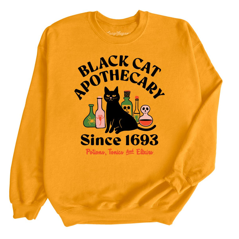 Black Cat Apothecary Graphic Sweatshirt - Gold