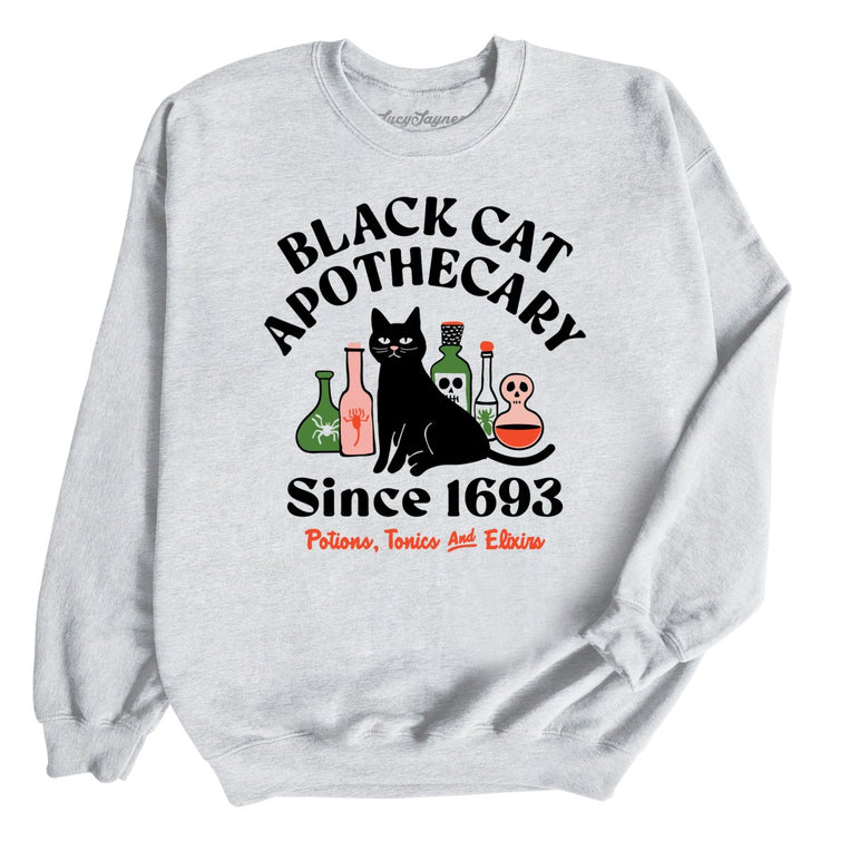 Black Cat Apothecary Graphic Sweatshirt - Ash